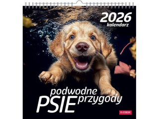 Kalendarz ścienny O-PRESS kwadrat 33x33 Psy pod Wodą 2026