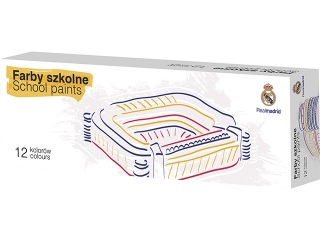 Farby szkolne 12 kolorów 20 ml - Real Madryt [opakowanie=4sz