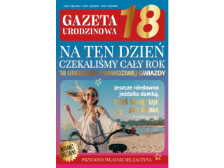 Kartka na 18 urodziny ARMIN STYLE AS-41 złocona "Gazeta Urodzinowa - dla dziewczyny"