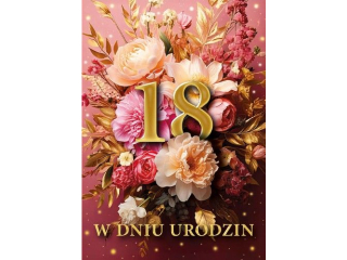 Kartka na 18 urodziny ARMIN STYLE FL-21 efekt 3D kwiatowa różowa