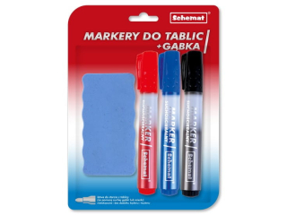 Markery do tablic 3 szt. + gąbka 0693 SUPER-HURT