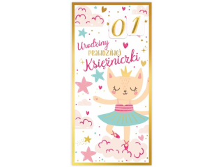 Kartka urodzinowa dla dzieci KZK DL WYMIENNE CYFRY nr.54 "Urodziny Księżniczki"