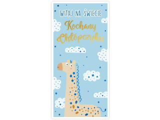 Kartka z okacji narodzin KZK DL nr. 9 "Witaj na świecie Kochany Chłopczyku"