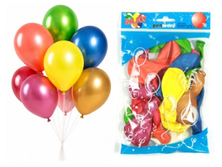 Balony PENWORD 10" 20szt. mix kolorów metalik, perła