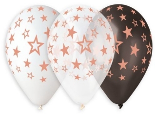 Balony Premium Hel GWIAZDY RÓŻOWO-ZŁOTE, 13 cali/ 6 szt.