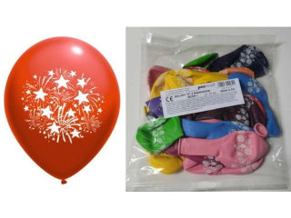 BALONY 10" Z NADRUKIEM WZÓR 1 - a25 MIX KOLORÓW "Fajerwerki"