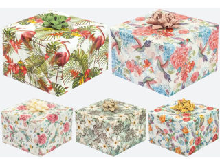 Papier ozdobny w rolkach POL-MAK 200x70cm P2_KRAFT_OG_6 Kwiaty - Białe, Egzotyczne, Flamingi, Hibiskusy, Kolibry, Mix, Monstery, Motyle