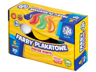 Farby plakatowe ASTRA 6 kolorów 20ml Standard Box SUPER-HURT