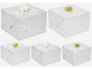 Papier ozdobny w rolkach POL-MAK ogólne 200x70cm P2_OG_22 Białe, Jasne, Złote, Srebrne, Ornamenty