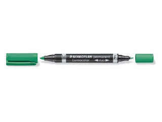 Pisak dwustronny Lumocolor duo, F i okr�g�a ko�c. M, wodoodporny, zielony, Staedtler [opakowanie=10szt]
