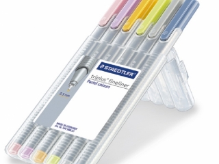 Cienkopis triplus, trjktny, 0.3 mm, 6 kol. pastelowych w etui box, Staedtler [opakowanie=10szt]