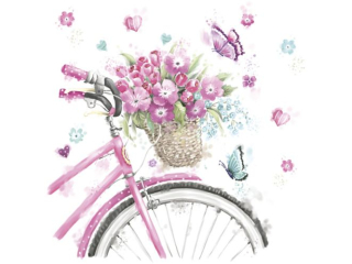 Serwetki POL-MAK Daisy Lunch 33cm 20szt. Pink Bicycle with Basket SDOG023301 [opakowanie=24szt]