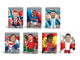 Zeszyt A5 Footbal Icons, 40k, mix 6 postaci, kratka, Mar Mar [opakowanie=10szt]
