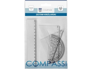 ZESTAW GEOMETRYCZNY COMPASSI 4-ELEM. Z L INIJK 15CM W ETUI [opakowanie=20szt]