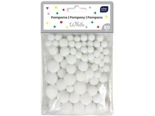 Pompony do dekoracji 80szt.White