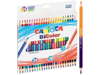 Kredki ołówkowe trójkątne CARIOCA BiColor 24 szt. / 48 kol. (43031)