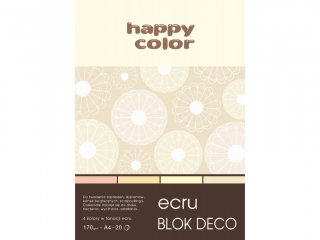 Blok Deco Ecru A4, 170g, 20 ark, 4 kol., Happy Color [opakowanie=10szt]