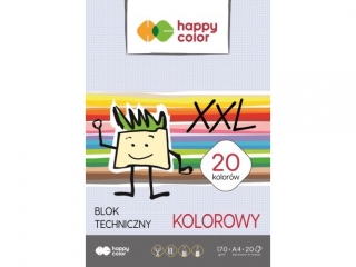 Blok techniczny kolorowy A4, 170g, 20 ark, Happy Color [opakowanie=10szt]