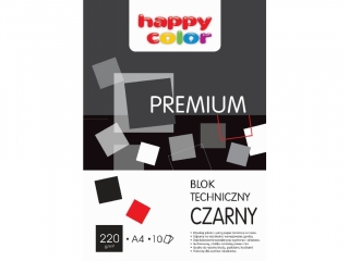Blok techniczny PREMIUM czarny A4, 220g, 10 ark, Happy Color [opakowanie=20szt]