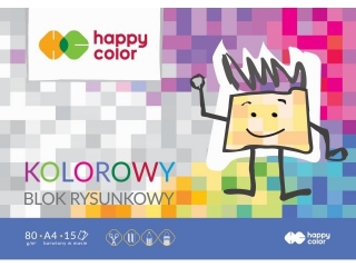 Blok rysunkowy kolorowy A4, 80g, 15 ark, Happy Color [opakowanie=20szt]