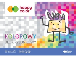 Blok rysunkowy kolorowy A3, 80g, 15 ark, Happy Color [opakowanie=10szt]