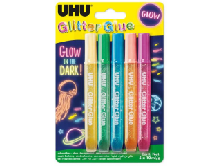 KLEJ BROKATOWY ŚWIECĄCY W CIEMNOŚCI 5 KOL. X 10 ML BLISTER UHU