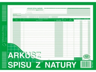 Arkusz spisu z natury