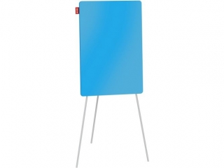 FLIPCHART NA TR�JNOGU MEMOBE, SZKLANY NIEBIESKI, SUCHO�CIERALNY MAGNETYCZNY, 70X100XH180 CM