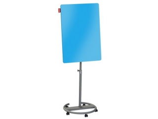 FLIPCHART MOBILNY MEMOBE, SZKLANY NIEBIESKI, SUCHO�CIERALNY MAGNETYCZNY, CIRCLE, 70X100XH220 CM