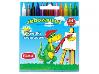 Kredki szkolne wiecowe TOMA Zbozaurus 24 kolory 9cm