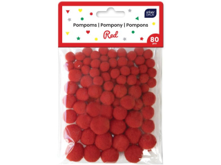 Pompony do dekoracji 80szt.RED