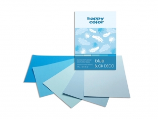 Blok Deco Blue A4, 170g, 20 ark, 5 kol. tonacja niebieska, Happy Color [opakowanie=5szt]