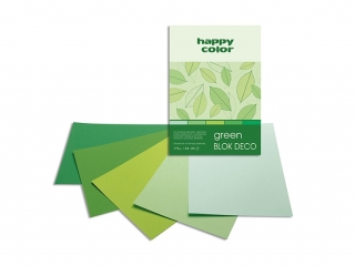 Blok Deco Green A4, 170g, 20 ark, 5 kol. tonacja zielona, Happy Color [opakowanie=5szt]
