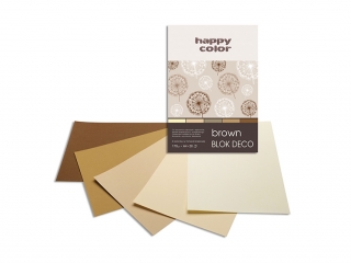 Blok Deco Brown A4, 170g, 20 ark, 5 kol. tonacja brzowa, Happy Color [opakowanie=5szt]