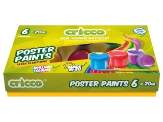 Farby plakatowe CRICCO 20ml 6 kolorw [opakowanie=6szt]