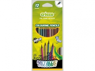 KREDKI OWKOWE TRJKTNE CRICCO BLACK WOOD METALICZNE 12 KOLORW (opakowanie= 6szt)
