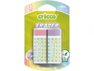 GUMKA DO �CIERANIA CRICCO, PVC-FREE, PASTEL, 2 SZT. BLISTER [opakowanie=12szt]