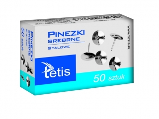 Pinezki TETIS srebrne 50szt.