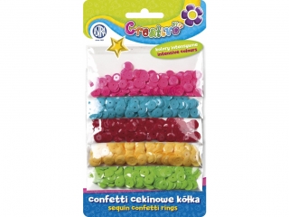 Confetti cekinowe kka na blistrze - mix 5  kolorw intensywnych 1000 sztuk ASPROM