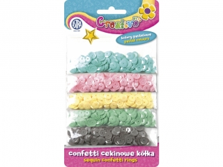 Confetti cekinowe kka na blistrze - mix 5 kolorw pastelowych 1000 sztuk ASPROM