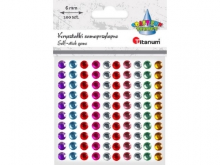 KRYSZTAKI SAMOP. okrge, rozm. 6 mm, mix kol.(fiolet, j.nieb., czerw., fuksja, srebrny, j.r, zielony, ty), 100 szt EB-882