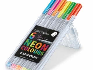 Cienkopis triplus, trjktny, 0.3 mm, 6 kol. NEON w etui box, Staedtler [opakowanie=10szt]