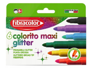 Mazaki COLORITO MAXI GLITTER 6 mm x6 kol. Brokatowe