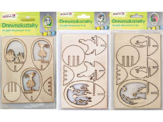 Drewnokształty CDJ-08 do samodzielnego złożenia, Mix 3 wzorów. do jajek akrylowych 8 cm. PROM