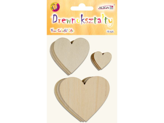 Serca drewniane PK-2608 mix rozmiarów, op. 15szt.