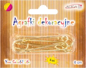Agrafki dekoracyjne AGR-2875 złote, rozm. 6cm, op. 6szt.