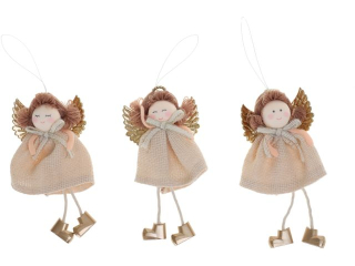 Zawieszka - anioek  rozmiar: 8 x 2, 5 x 15  cm  kolor: beowy