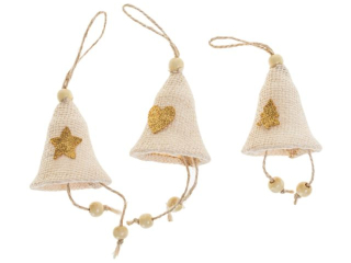 Zawieszki - dzwoneczki  rozmiar: 5 x 5 x 10  cm  kolor: beowy, zoty