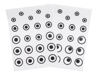 Naklejki na folii wzór: oczy rozmiar: 10 x 20, 5 cm ilość : 42 szt, 2 arkusze