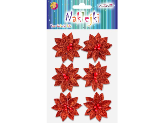 Naklejki NKX-4411 świąteczne, przestrzenne, z brokatem, rozm. 3x3cm, op. zawiera 6szt.
